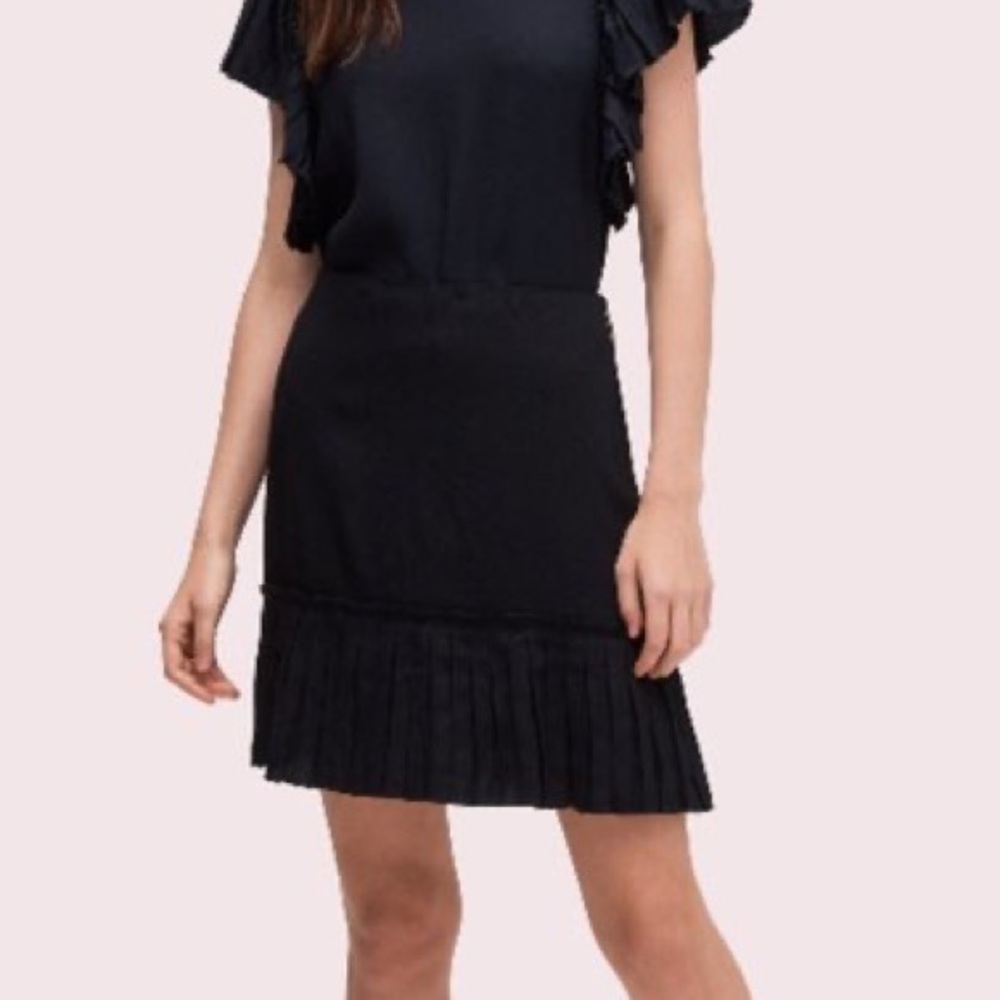 Kate Spade Pleat Hem Skirt, Size 14, Black